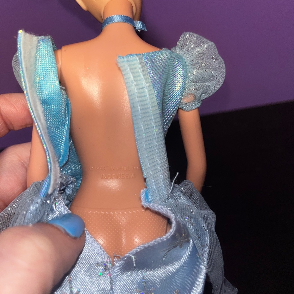 Vintage 1999 Disney Cinderella 12” Doll Blue Gown‎ Dress Choker Princess - Picture 5 of 5